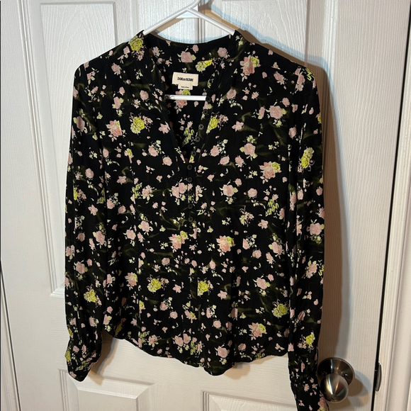 Zadig & Voltaire Twina Soft Crinkle Floral Roses Shirt size XS - Picture 2 of 8